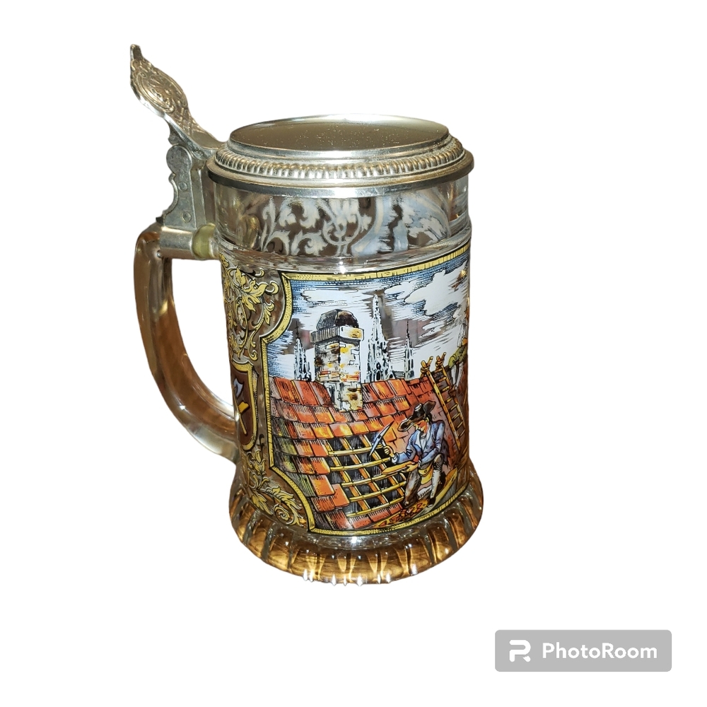 German Beer Mug with Pewter Lid